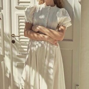 Dôen Hemlock White Puff Sleeve Dress